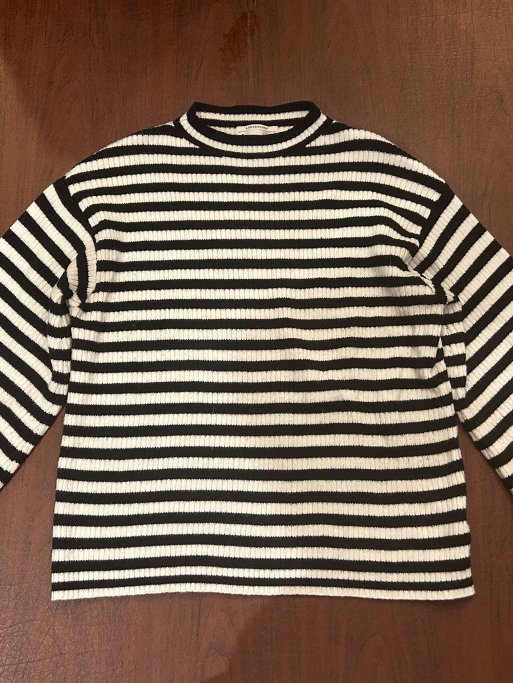 Anthropologie Striped Crewneck Sweater in Black and White